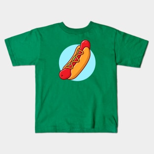 Hotdog Cartoon Vector Icon Illustration (2) Kids T-Shirt